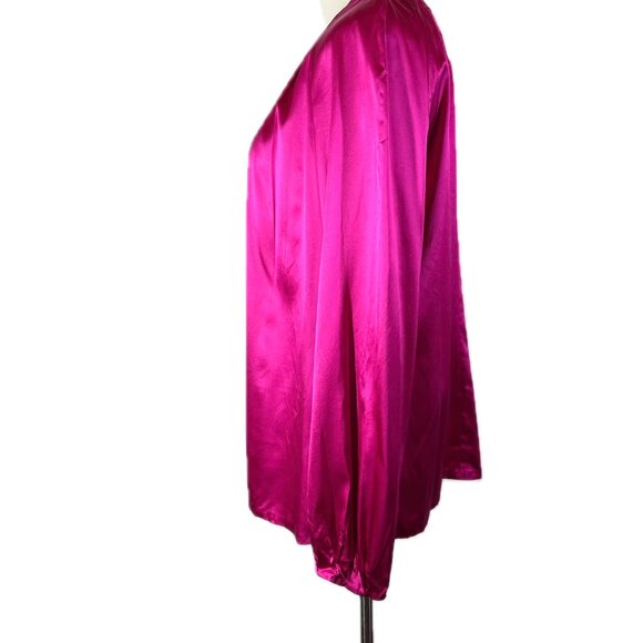 Pendleton Size 14 Silk Satin Pink Blouse Top Pleated Long Sleeve - Picture 5 of 16